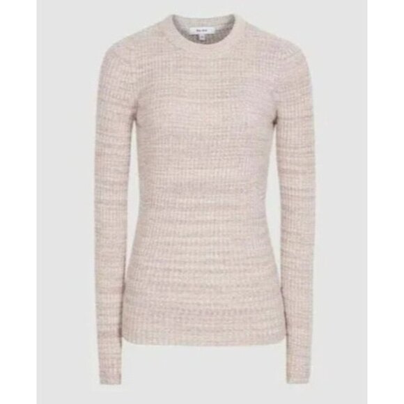 Reiss Women's SURI Ribbed Sweater Blush Pink Cotton Blend Size Large - Picture 1 of 12